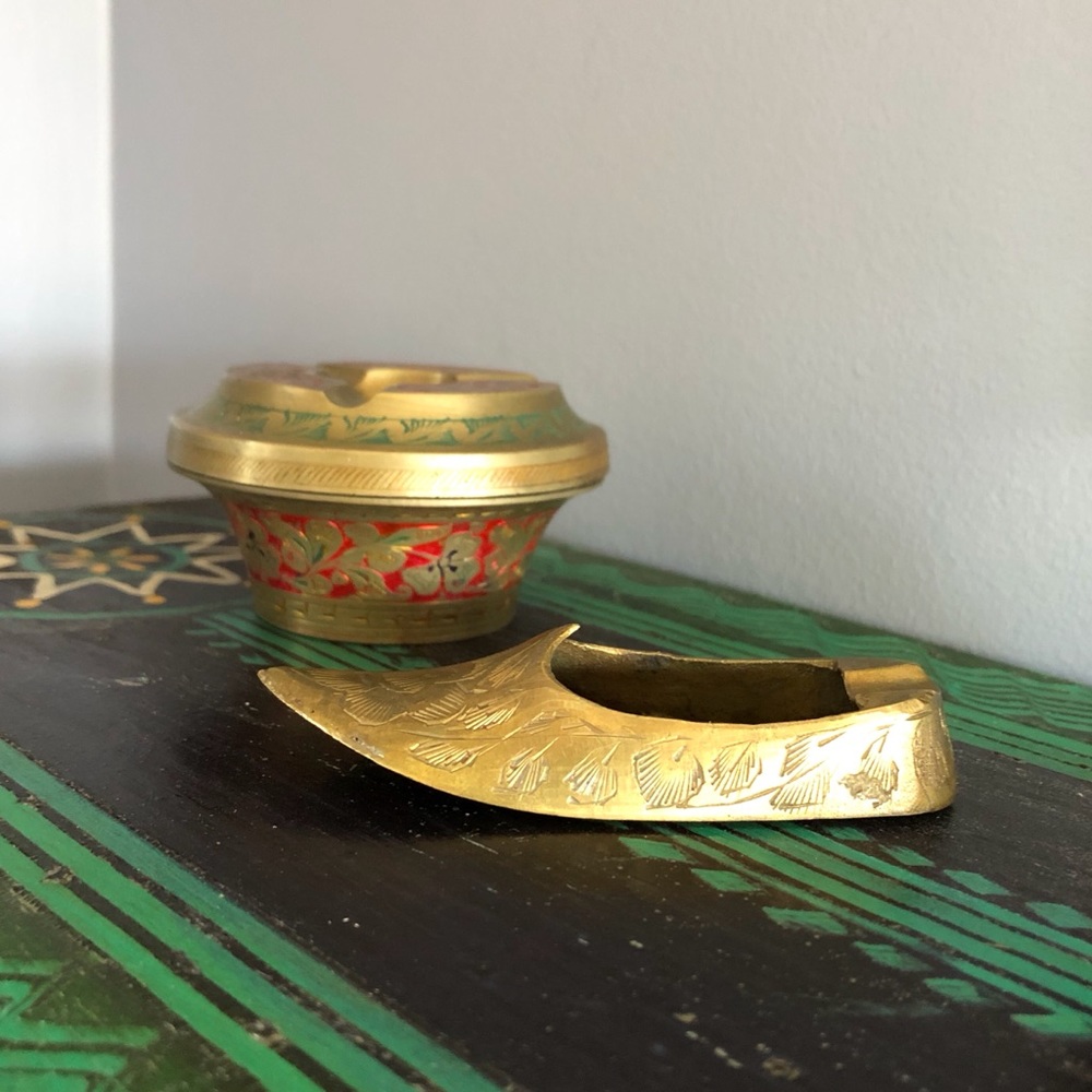 Set of Vintage Indian Brass Ashtrays